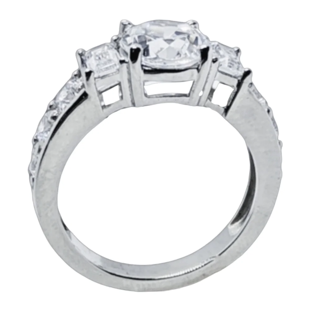 Sterling Silver Engagment Ring w/ Brilliant Round CZ Stones  Size 8 NWOT